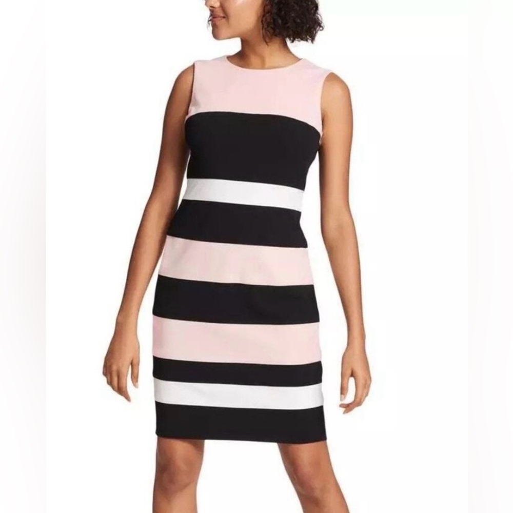Tommy Hilfiger Striped Mini Dress in Pink, Black, and White